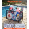 VEVOR Pool Storage Bin, 48.8 x 32.7 x 32.7 in, Rolling Pool Float Storage Organizer with Side Pockets & Casters, Heavy Duty Metal Frame, Poolside Toys Noodles Holder Mesh Basket for Swimming Pools