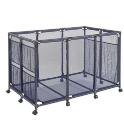 VEVOR Pool Storage Bin, 48.8 x 32.7 x 32.7 in, Rolling Pool Float Storage Organizer with Side Pockets & Casters, Heavy Duty Metal Frame, Poolside Toys Noodles Holder Mesh Basket for Swimming Pools