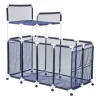 VEVOR Pool Storage Bin, 64.96 x 33.46 x 64.96 in, Rolling Pool Float Storage Organizer with Side Pockets & Noodles Holder Rack, Durable Plastic Frame, Poolside Toys Mesh Basket for Swimming Pools