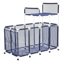 VEVOR Pool Storage Bin, 64.96 x 33.46 x 64.96 in, Rolling Pool Float Storage Organizer with Side Pockets & Noodles Holder Rack, Durable Plastic Frame, Poolside Toys Mesh Basket for Swimming Pools