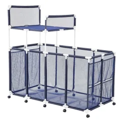 VEVOR Pool Storage Bin, 64.96 x 33.46 x 64.96 in, Rolling Pool Float Storage Organizer with Side Pockets & Noodles Holder Rack, Durable Plastic Frame, Poolside Toys Mesh Basket for Swimming Pools