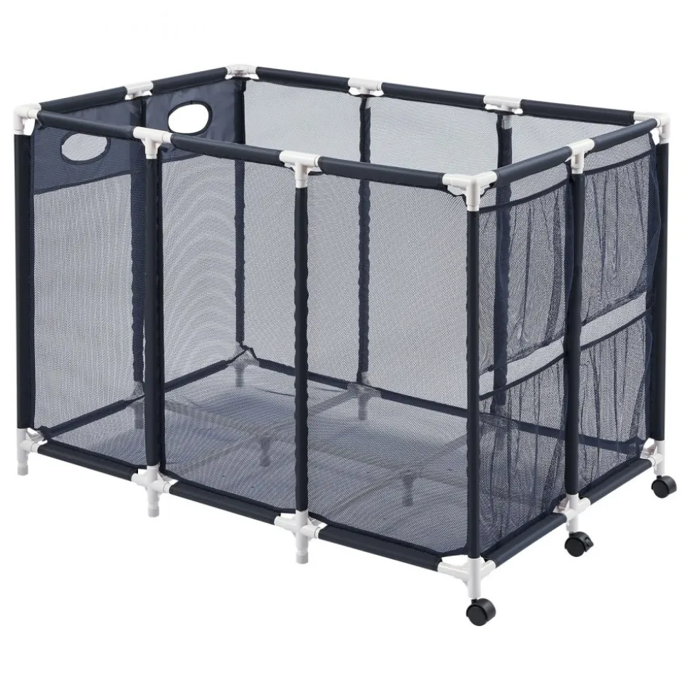 VEVOR Pool Storage Bin, 47.2 x 30.2 x 34 in, Rolling Pool Float Storage Organizer with Side Pockets & Casters, Heavy Duty Plastic Frame, Poolside Toys Noodles Holder Mesh Basket for Swimming Pools