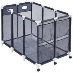 VEVOR Pool Storage Bin, 47.2 x 30.2 x 34 in, Rolling Pool Float Storage Organizer with Side Pockets & Casters, Heavy Duty Plastic Frame, Poolside Toys Noodles Holder Mesh Basket for Swimming Pools