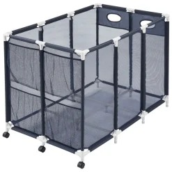 VEVOR Pool Storage Bin, 47.2 x 30.2 x 34 in, Rolling Pool Float Storage Organizer with Side Pockets & Casters, Heavy Duty Plastic Frame, Poolside Toys Noodles Holder Mesh Basket for Swimming Pools
