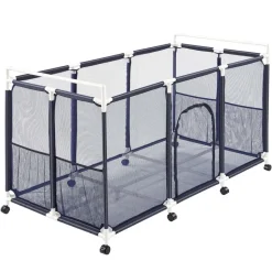 VEVOR Pool Storage Bin, 62.6 x 32 x 36 in, Rolling Pool Float Storage Organizer with Side Pockets & Casters, Durable Plastic Frame, Poolside Toys Noodles Holder Mesh Basket for Swimming Pools