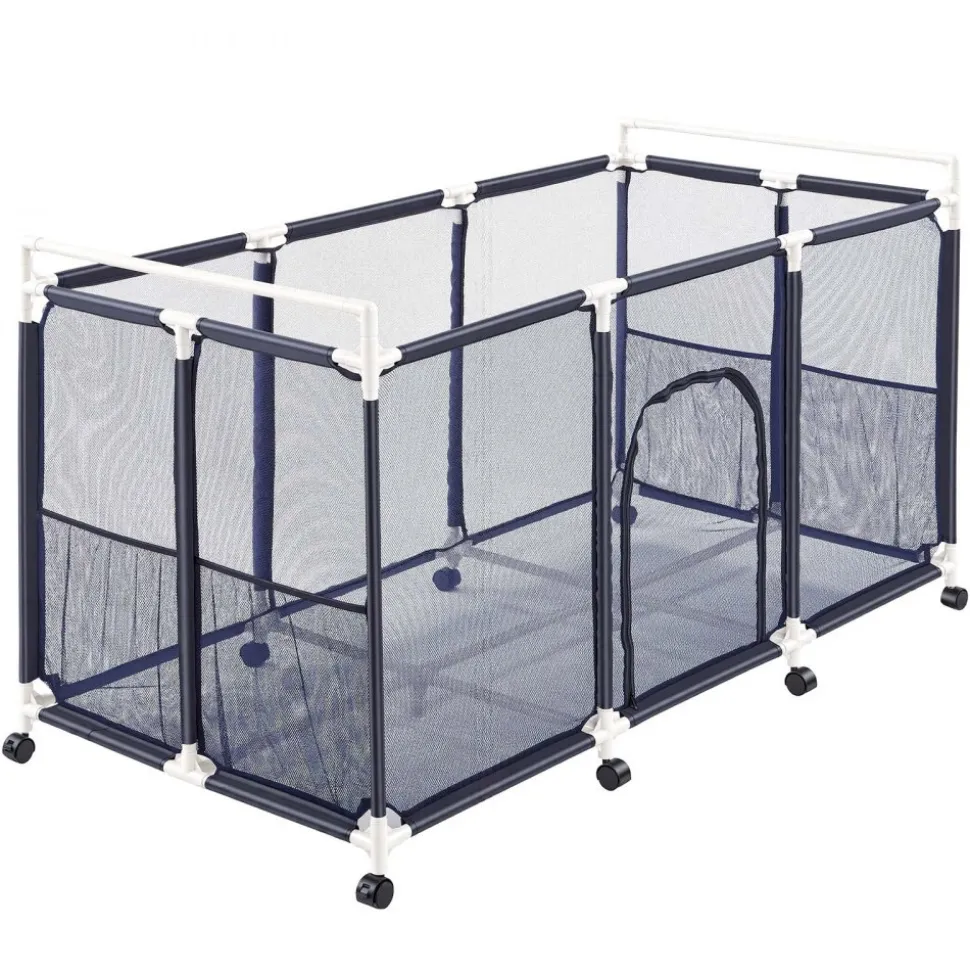 VEVOR Pool Storage Bin, 62.6 x 32 x 36 in, Rolling Pool Float Storage Organizer with Side Pockets & Casters, Durable Plastic Frame, Poolside Toys Noodles Holder Mesh Basket for Swimming Pools