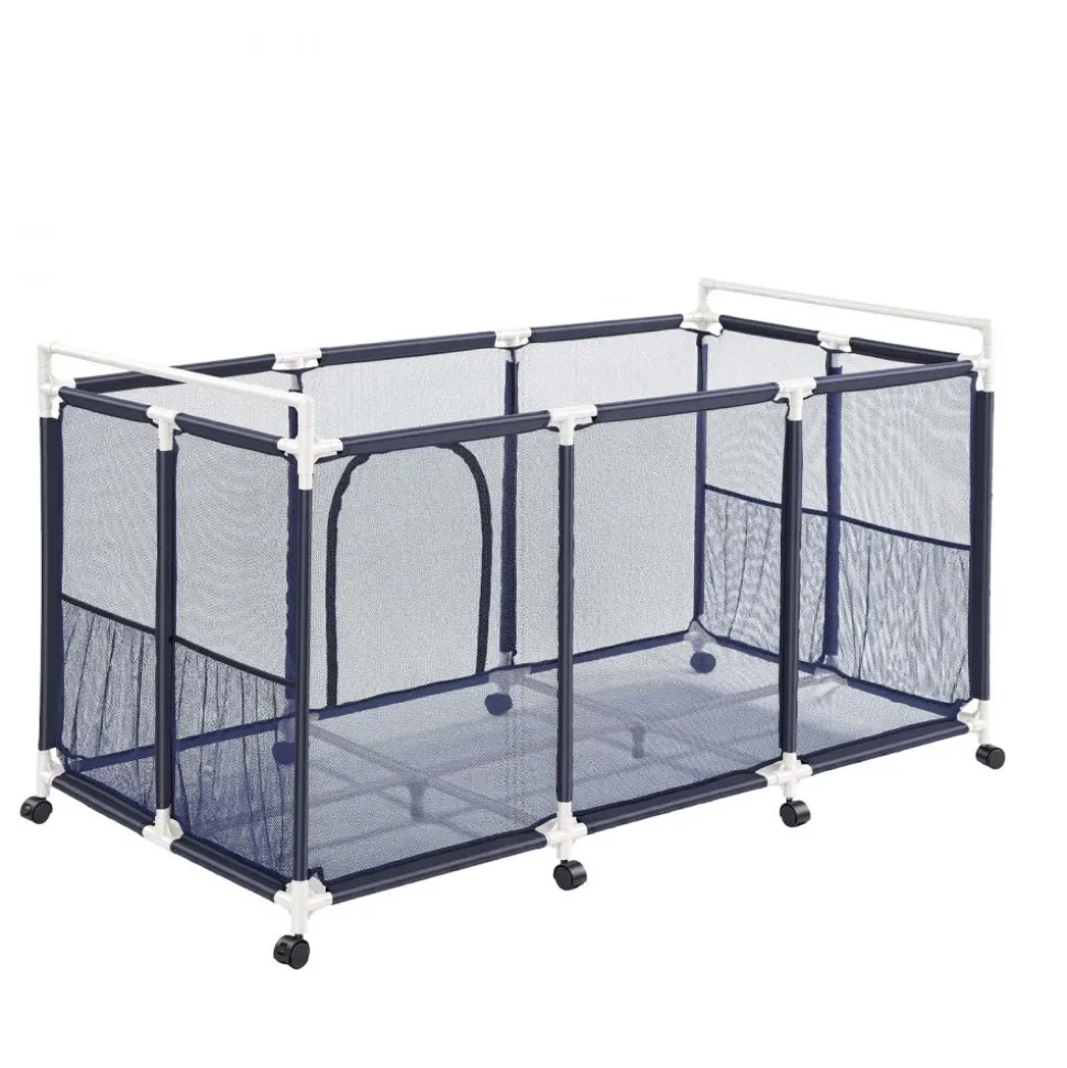 VEVOR Pool Storage Bin, 62.6 x 32 x 36 in, Rolling Pool Float Storage Organizer with Side Pockets & Casters, Durable Plastic Frame, Poolside Toys Noodles Holder Mesh Basket for Swimming Pools
