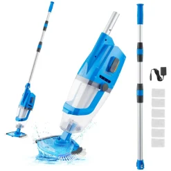 VEVOR Pool Vacuum, 26 GPM Handheld Cordless Hot Tub Vacuum with Extension Pole, for Deep Cleaning & Strong Suction, Rechargeable Pool Cleaner, Running up to 1Hour, for Above Ground/Inground Pool Spas