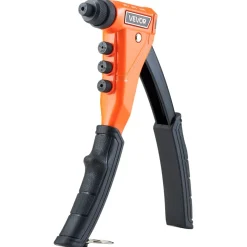 VEVOR Pop Rivet Gun Kit, with 200 Blind Rivets, Heavy Duty Single Hand Riveter with 4 Interchangeable Nosepieces, 4 Drill Bits, and a Carrying Case, Manual Riveting Tool for Metal, Automotive, Home