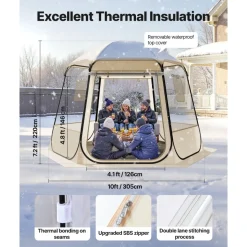 VEVOR Pop up Bubble Tent, 12 x 11.1 ft Waterproof & UV-Resistant, Clear Camping Tent Shelter, Outdoor Garden Dome Igloo Tents with Windows, 540° Panoramic View, for 10-12 Persons Patio Backyard