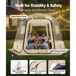 VEVOR Pop up Bubble Tent, 12 x 11.1 ft Waterproof & UV-Resistant, Clear Camping Tent Shelter, Outdoor Garden Dome Igloo Tents with Windows, 540° Panoramic View, for 10-12 Persons Patio Backyard
