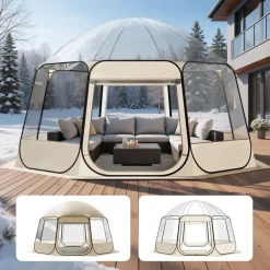 VEVOR Pop up Bubble Tent, 15 x 13.8 ft Waterproof & UV-Resistant, Clear Camping Tent Shelter, Outdoor Garden Dome Igloo Tents with Windows, 540° Panoramic View, for 12-15 Persons Patio Backyard