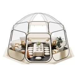 VEVOR Pop up Bubble Tent, 15 x 13.8 ft Waterproof & UV-Resistant, Clear Camping Tent Shelter, Outdoor Garden Dome Igloo Tents with Windows, 540° Panoramic View, for 12-15 Persons Patio Backyard