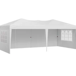 VEVOR Pop Up Canopy, 10 x 20 FT Instant Canopy Portable Gazebo with 3 Sidewalls & 2 Ventilated Windows, Height Adjustable Pop-Up Outdoor Shelter Tent for Events, Patio, Backyard, Party, Parking