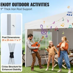 VEVOR Pop Up Canopy, 10 x 10 FT Instant Canopy Portable Gazebo with 3 Sidewalls & 2 Ventilated Windows, Height Adjustable Pop-Up Outdoor Shelter Tent for Events, Patio, Backyard, Party, Parking