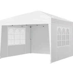 VEVOR Pop Up Canopy, 10 x 10 FT Instant Canopy Portable Gazebo with 3 Sidewalls & 2 Ventilated Windows, Height Adjustable Pop-Up Outdoor Shelter Tent for Events, Patio, Backyard, Party, Parking