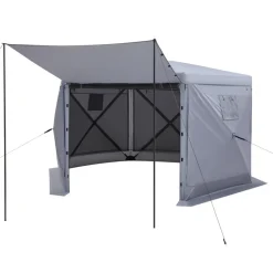 VEVOR Pop up Gazebo Screen Tent, 12 x 12 ft Large 6-Sided Camping Canopy Tent with Removable Top & Carry Bag, Quick-Set & Bite-Proof, Screen House Sun Shelter for 8-10 Persons Backyard Patio, Grey