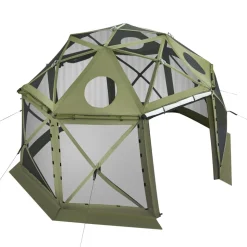 VEVOR Pop up Gazebo Screen Tent, 13 x 13 ft, 13-Sided Spherical Camping Canopy Tent with Removable Top & Carry Bag, Quick-Set & Bite-Proof, Screen House Sun Shelter for 10-12 Persons, Green