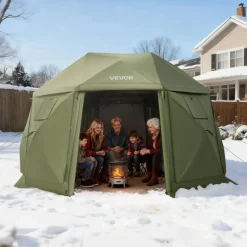 VEVOR Pop up Gazebo Screen Tent, 13 x 13 ft, 13-Sided Spherical Camping Canopy Tent with Removable Top & Carry Bag, Quick-Set & Bite-Proof, Screen House Sun Shelter for 10-12 Persons, Green