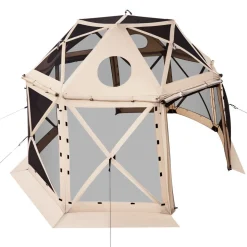 VEVOR Pop up Gazebo Screen Tent, 12 x 12 ft, 13-Sided Spherical Camping Canopy Tent with Removable Top & Carry Bag, Quick-Set & Bite-Proof, Screen House Sun Shelter for 8-10 Persons, Beige