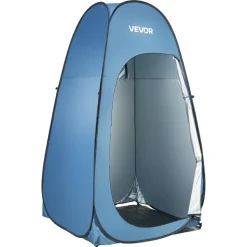 VEVOR Pop up Shower Tent, Instant Portable Privacy Tent Changing Room with Hanging Bag, Ground Stakes, Ropes, Carry Bag, 190T Polyester with Silver Coating, Quick Setup, for Camping, Beach, Fishing