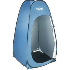 VEVOR Pop up Shower Tent, Instant Portable Privacy Tent Changing Room with Hanging Bag, Ground Stakes, Ropes, Carry Bag, 190T Polyester with Silver Coating, Quick Setup, for Camping, Beach, Fishing