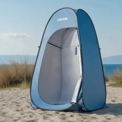 VEVOR Pop up Shower Tent, Instant Portable Privacy Tent Changing Room with Shower Bag, Ground Stakes, Ropes, Carry Bag, 190T Polyester with Silver Coating, Quick Setup, for Camping, Beach, Fishing