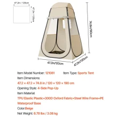 VEVOR Pop up Sports Tent, 47x47 in Clear Bubble Tent for 1 Person, Waterproof Outdoor Pod with Floor Mat & Top Cover, Garden Igloo Dome Tents Camping Shelter for Events Fishing Cheering