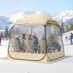 VEVOR Pop up Sports Tent, 72x72 in Clear Bubble Tent for 2-4 Persons, Waterproof Outdoor Pod with Floor Mat & Top Cover, Garden Igloo Dome Tents Camping Shelter for Events Fishing Cheering
