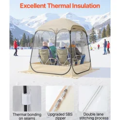 VEVOR Pop up Sports Tent, 63x63 in Clear Bubble Tent for 2-4 Persons, Waterproof Outdoor Pod with Floor Mat & Top Cover, Garden Igloo Dome Tents Camping Shelter for Events Fishing Cheering