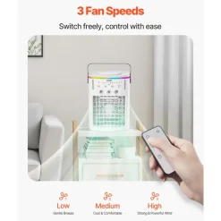 VEVOR Portable Air Conditioner, 4-in-1 Evaporative Air Cooler with Remote Control, 3-Speed Mini Air Conditioner with Timer, 3 Mist Levels, 1L Water Tank, 120° Oscillating Mini AC Fan for Desktop Home