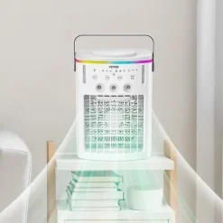 VEVOR Portable Air Conditioner, 4-in-1 Evaporative Air Cooler with Remote Control, 3-Speed Mini Air Conditioner with Timer, 3 Mist Levels, 1L Water Tank, 120° Oscillating Mini AC Fan for Desktop Home
