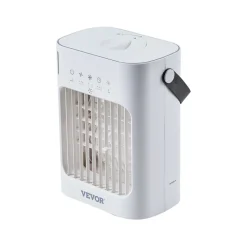 VEVOR Portable Air Conditioner, 4-in-1 Evaporative Air Cooler, 3-Speed Mini Air Conditioner with 0-7H Smart Timer, 700ml Water Tank, 7-Color Light, Personal Mini Desk AC Fan for Bedroom Office Room