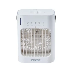 VEVOR Portable Air Conditioner, 4-in-1 Evaporative Air Cooler, 3-Speed Mini Air Conditioner with 0-7H Smart Timer, 700ml Water Tank, 7-Color Light, Personal Mini Desk AC Fan for Bedroom Office Room