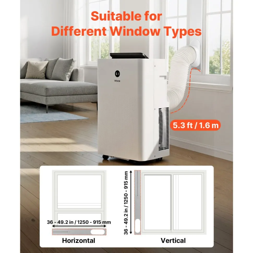 VEVOR Portable Air Conditioner and Heater Combo, 14000 BTU (9800 BTU SACC) 5-in-1 Standing Cooling Ac Unit, LED Touch Panel & Remote Control, 24h Timer, Dehumidifier/Fan/Sleep Mode for Room Indoor