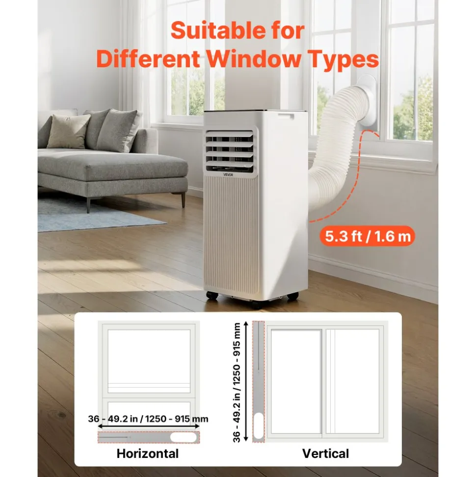 VEVOR Portable Air Conditioner, 10000 BTU ASHRAE (6000 BTU SACC) 3-in-1 Standing Cooling Ac Unit, with LED Touch Panel & Remote Control, 24h Timer, Cooling, Dehumidifier, Fan for Room Indoor, White