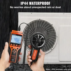 VEVOR Portable Anemometer Split Design, Temp Range 14℉-140℉, LED Screen Digital Air Speed & Temperature Meter, Wind Chill & Velocity Measurement, Ideal for Sailing, Surfing, Flying, HVAC