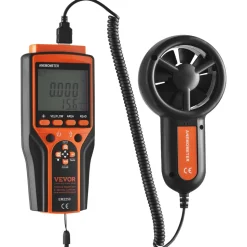 VEVOR Portable Anemometer Split Design, Temp Range 14℉-140℉, LED Screen Digital Air Speed & Temperature Meter, Wind Chill & Velocity Measurement, Ideal for Sailing, Surfing, Flying, HVAC