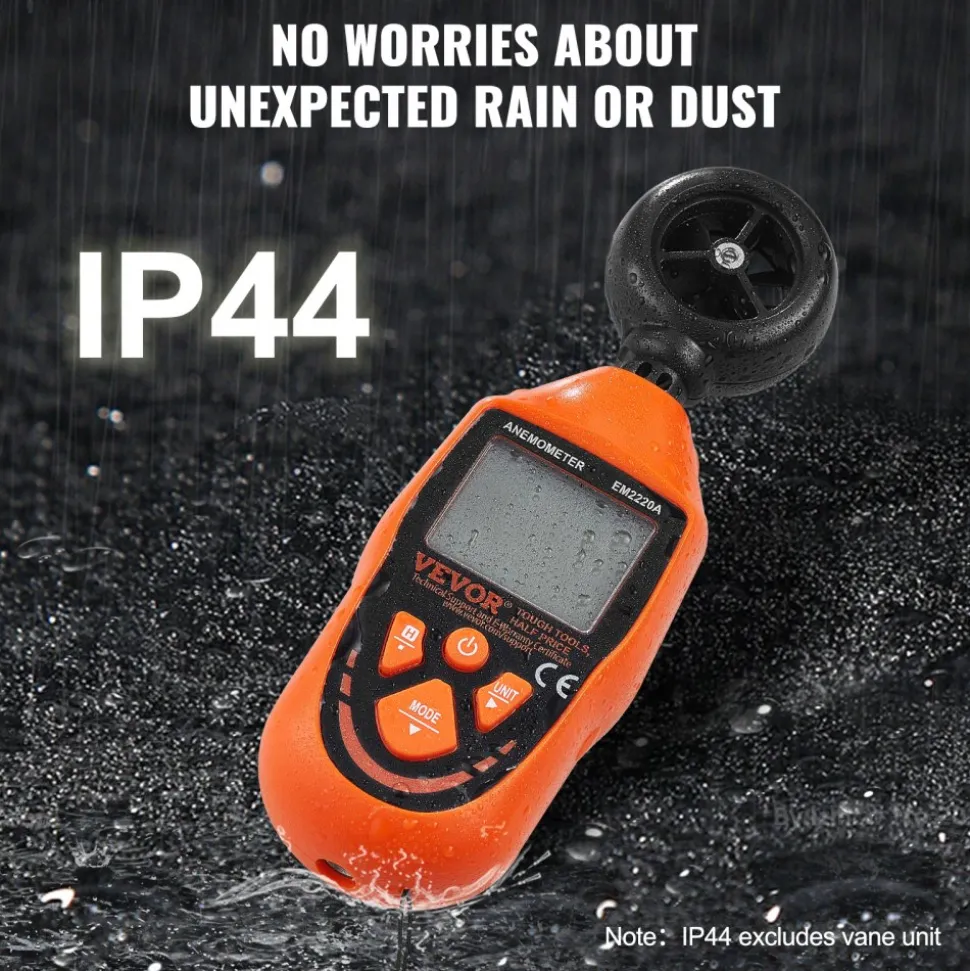 VEVOR Portable Anemometer, Temperature Range 14℉-113℉, Equipped with LED Backlit Display, Captures Wind Speed, Temperature, Air Volume, and Chill Factor, Ideal for Boating, Kite Surfing, Drone Pilo