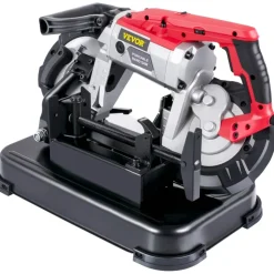 VEVOR Portable Band Saw, 110V 10-Amp Corded Tool with Removable Steel Base, 5-Inch Capacity, 6-Level Variable Speed, 0 to 45 Degree Angle, Deep-Cut Band Saw for Steel, Aluminum, Iron, Wood and PVC