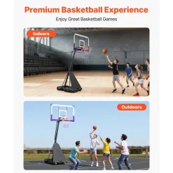 VEVOR Portable Basketball Stand, 10 ft Height Adjustment Basketball Hoop & Goal, Basketballs Hoop Outdoor with 48 inch PC Backboard for Kids, Adults in Schools, Parks, Indoor & Outdoor Use