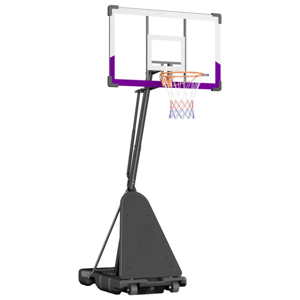 VEVOR Portable Basketball Stand, 10 ft Height Adjustment Basketball Hoop & Goal, Basketballs Hoop Outdoor with 48 inch PC Backboard for Kids, Adults in Schools, Parks, Indoor & Outdoor Use