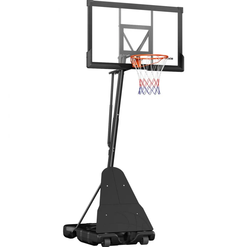VEVOR Portable Basketball Stand, 8.04 to 10 ft Height Adjustment Basketball Hoop & Goal, Basketballs Hoop Outdoor with 44 inch PC Backboard for Kids, Adults in Schools, Parks, Indoor & Outdoor Use