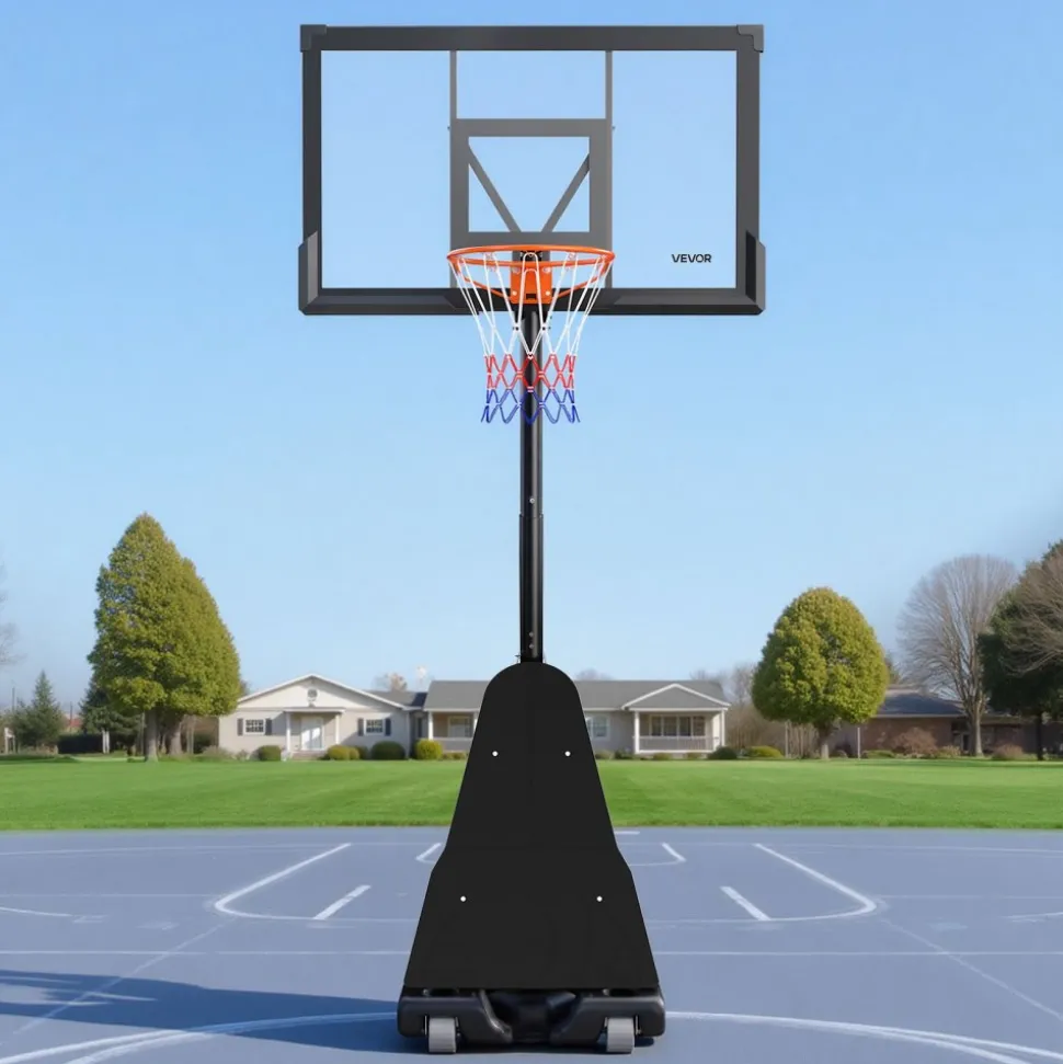VEVOR Portable Basketball Stand, 8.04 to 10 ft Height Adjustment Basketball Hoop & Goal, Basketballs Hoop Outdoor with 44 inch PC Backboard for Kids, Adults in Schools, Parks, Indoor & Outdoor Use