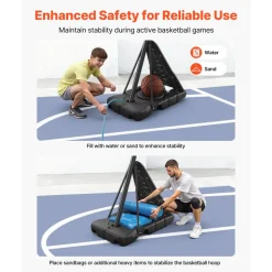 VEVOR Portable Basketball Stand, 8.04 to 10 ft Height Adjustment Basketball Hoop & Goal, Basketballs Hoop Outdoor with 44 inch PC Backboard for Kids, Adults in Schools, Parks, Indoor & Outdoor Use