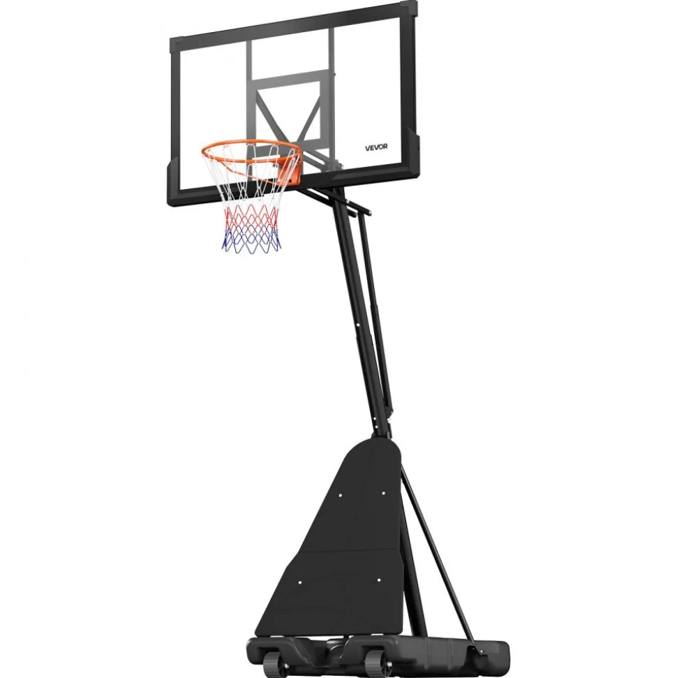 VEVOR Portable Basketball Stand, 8.04 to 10 ft Height Adjustment Basketball Hoop & Goal, Basketballs Hoop Outdoor with 44 inch PC Backboard for Kids, Adults in Schools, Parks, Indoor & Outdoor Use