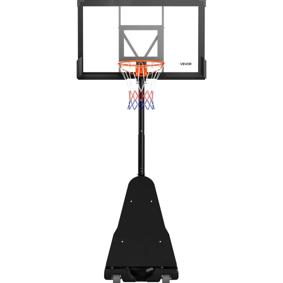 VEVOR Portable Basketball Stand, 8.04 to 10 ft Height Adjustment Basketball Hoop & Goal, Basketballs Hoop Outdoor with 44 inch PC Backboard for Kids, Adults in Schools, Parks, Indoor & Outdoor Use