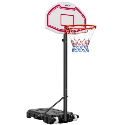 VEVOR Portable Basketball Stand, 5.2 to 6.9 ft Height Adjustment Basketball Hoop & Goal, Kids Adjustable Basketballs Hoop with Nylon Net & Rolling Wheels, Portable Backboard Set for Patios, Poolside
