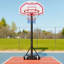 VEVOR Portable Basketball Stand, 5.2 to 6.9 ft Height Adjustment Basketball Hoop & Goal, Kids Adjustable Basketballs Hoop with Nylon Net & Rolling Wheels, Portable Backboard Set for Patios, Poolside