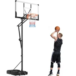 VEVOR Portable Basketball Stand, 7.7 to 10 ft Height Adjustment Basketball Hoop & Goal, Portable Basketballs Hoop with 48 inch PC Backboard & Wheels for Kids, Teens, Adults in Driveways, Pools